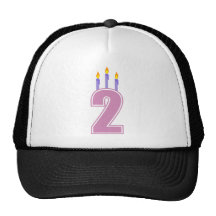 2 velas del cumpleaños (rosa/púrpura) gorros bordados