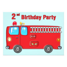 2do cumpleaños del coche de bomberos fabuloso invitación personalizada