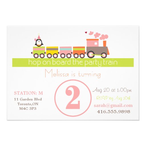 2do Invitación del tren del chica del cumpleaños