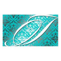 311-Dazzle yo damasco - turquesa del monograma de  Plantillas De Tarjetas Personales