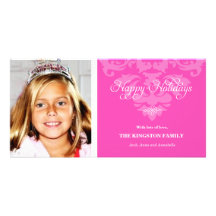 311-Royal princesa rosada Holiday Photo Card Tarjetas Con Fotos Personalizadas