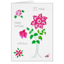 31ro Tarjeta de cumpleaños - flores rosadas