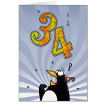 34to cumpleaños - tarjeta de la sorpresa del pingü
