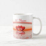 35to Corazones del coral del aniversario Tazas De Café