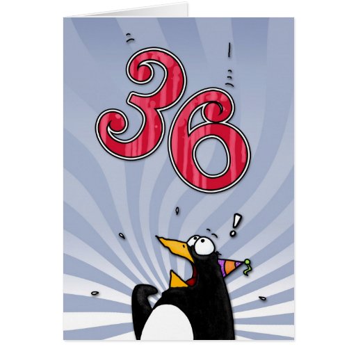 36.o cumpleaños - tarjeta de la sorpresa del pingü