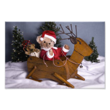 3975 navidad de Santa del oso de peluche Impresión Fotográfica