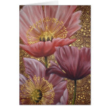 3 AMAPOLAS ROSADAS TARJETÓN