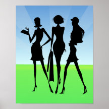3 amigos de las mujeres que hacen compras posters