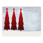 3 árboles de navidad rojos tarjetas postales