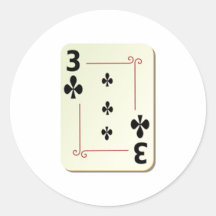 3 del naipe de los clubs etiqueta redonda