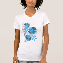 3 flores azules camisetas