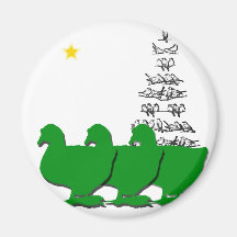 3 gansos verdes del navidad con el árbol de navida imán de nevera