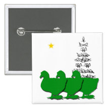 3 gansos verdes del navidad con el árbol de navida pins