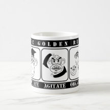 3 monos educan agitan organizan tazas de café