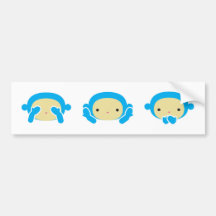 3 monos sabios etiqueta de parachoque