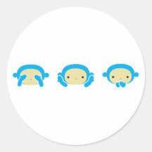 3 monos sabios etiqueta redonda