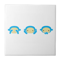 3 monos sabios teja cerámica