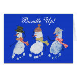 3 muñecos de nieve de la huella del bebé felicitaciones