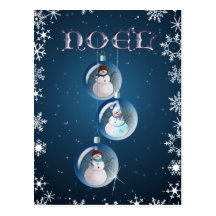 3 MUÑECOS DE NIEVE y COPOS DE NIEVE de SHARON SHAR Postal