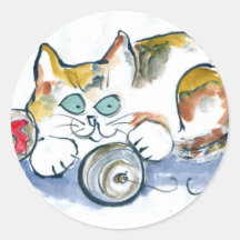 3 ornamentos y gatitos del calicó etiquetas redondas