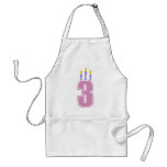 3 velas del cumpleaños (rosa/púrpura) delantales