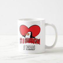 3ro celebración del pingüino tazas