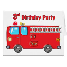 3ro cumpleaños del coche de bomberos fabuloso felicitación