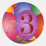 3ro globo colorido del cumpleaños pegatinas  