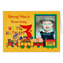 3ro tarjeta de la foto del cumpleaños con el tren 