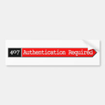 407 - Autentificación requerida Pegatina De Parachoque