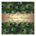40.a fiesta de cumpleaños del pavo real elegante invitación personalizada