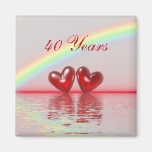 40.o Corazones del rubí del aniversario Imán Para Frigorífico