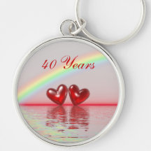 40.o Corazones del rubí del aniversario Llavero Personalizado