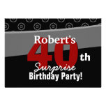 40.o Horizontal blanco del negro del cumpleaños de invitaciones