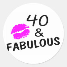 40 y fabuloso (negro y rosa) pegatinas redondas