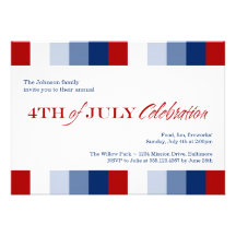 4 de julio celebración azul blanca roja de la inde invitaciones personalizada