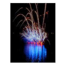 4 de julio fuegos artificiales tarjeta postal