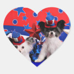 4 de julio - Papillon - Franny y Bucky Pegatinas De Corazon Personalizadas