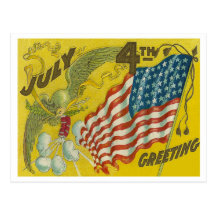 4 de julio saludando tarjetas postales