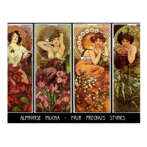 4 piedras A. Mucha Postcard Tarjetas Postales