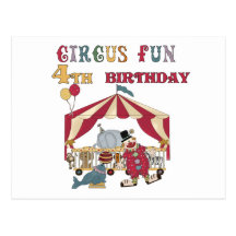 4tas camisetas y regalos del cumpleaños del circo tarjeta postal