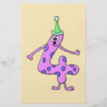 4to Carácter de dibujo animado del cumpleaños Tarjetas Informativas