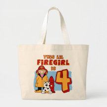 4to cumpleaños de Lil Firegirl Bolsas Lienzo
