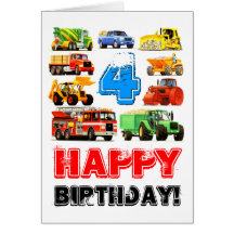 4to cumpleaños de los camiones grandes felicitación
