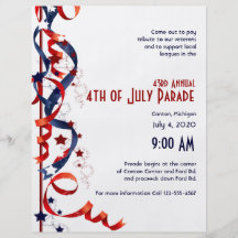 4to de cintas y de estrellas blancas de julio y az flyer personalizado