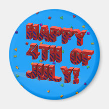 4to feliz del imán de la cocina del confeti de jul