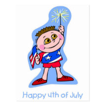 4to feliz del niño de julio con el Sparkler Postal