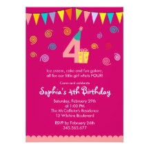 4to Invitación rosada linda del fiesta del chica d