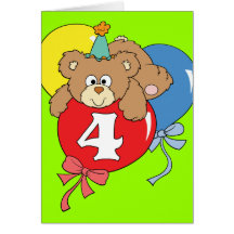 4to Oso de peluche del cumpleaños (2) Tarjeton