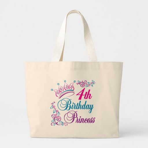 4to Princesa del cumpleaños Bolsa Lienzo